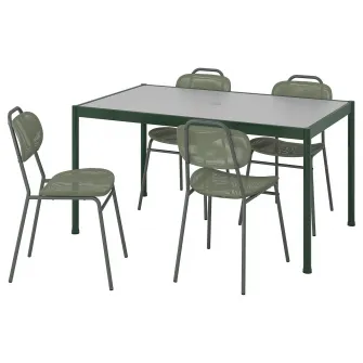 IKEA SEGERÖN / ENSHOLM Masa + 4 scaune, exterior verde inchis/verde, 147 cm
