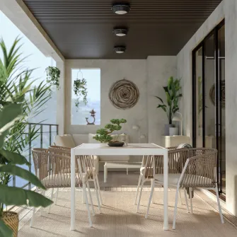 IKEA SEGERÖN Masa exterior, alb/bej, 91x147 cm