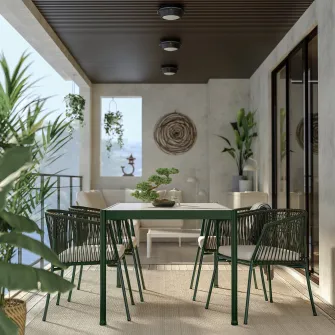 IKEA SEGERÖN Masa exterior, verde inchis/gri, 91x147 cm