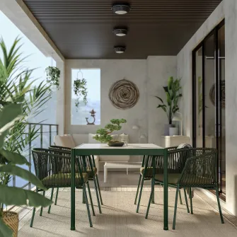 IKEA SEGERÖN Masa exterior, verde inchis/gri, 91x147 cm