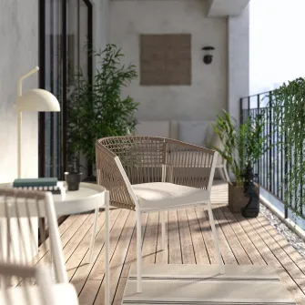 IKEA SEGERÖN Scaun cu brate, exterior, alb/bej/Frösön/Duvholmen bej