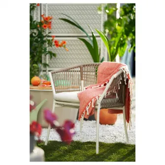 IKEA SEGERÖN Scaun cu brate, exterior, alb/bej/Frösön/Duvholmen bej