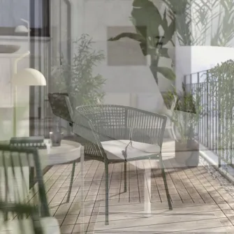IKEA SEGERÖN Scaun cu brate, exterior, alb/bej