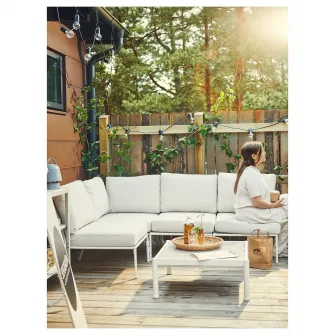 IKEA SEGERÖN Sectiune colt exterior, alb/bej