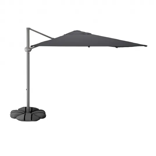 IKEA SEGLARÖ / IGGÖN Umbrela soare suspendata+baza, antracit/gri inchis, 330x240 cm