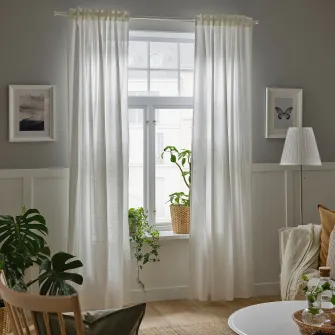 IKEA SILVERLÖNN Perdele transparente, 2buc, alb/rjns, 145x300 cm
