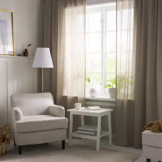 IKEA SILVERLÖNN Perdele transparente, 2buc, bej/rjns, 145x300 cm