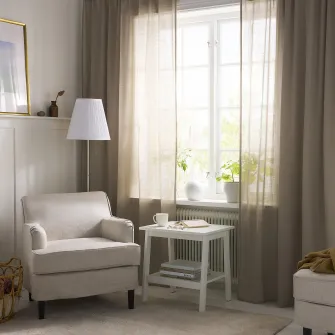 IKEA SILVERLÖNN Perdele transparente, 2buc, bej/rjns, 145x300 cm