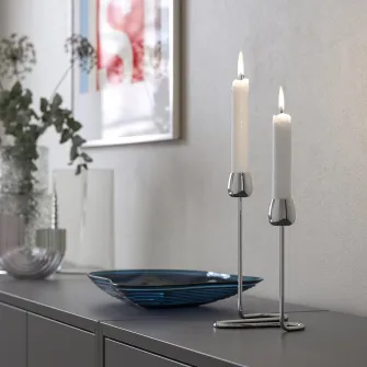 IKEA SILVERPÄRON Suport 2 lumanari, argintiu, 20 cm