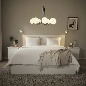 IKEA SIMRISHAMN Candelabru 7 brate, cromat/opalin sticla, 70 cm