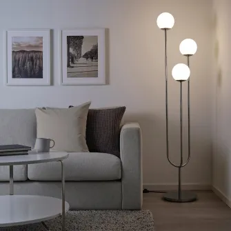 IKEA SIMRISHAMN Lampadar, cromat/opalin sticla