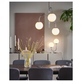 IKEA SIMRISHAMN Lustra cu 3 brate, cromat/opalin sticla, 55 cm