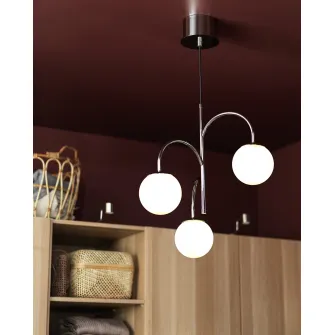 IKEA SIMRISHAMN Lustra cu 3 brate, cromat/opalin sticla, 55 cm