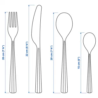 IKEA SJUGÄLSHAJ Set tacamuri, 24 piese, inox