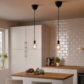 IKEA SKAFTET Set cablaj lampa, textil nichelat, 1.4 m