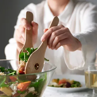 IKEA SKALLKNEKT Tacamuri salata, set 2 piese, lemn masiv mesteacan