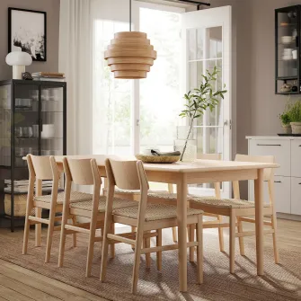 IKEA SKANSNÄS Masa extensibila, fag deshis/furnir, 150/205x90 cm