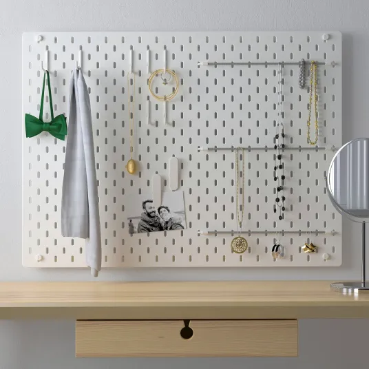 IKEA SKÅDIS Panou perforat/suport, alb, 76x56 cm