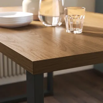 IKEA SKÅLSTA Masa, aspect nuc/forma de U negru-gri, 140x80 cm