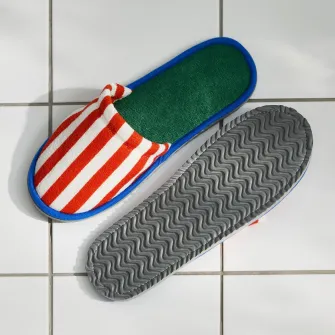 IKEA SKOGSSALLAT Papuci, rosu/alb/dungat, L/XL
