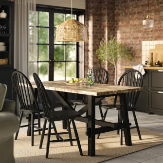 IKEA SKOGSTA Masa, acacia/negru, 160x81x74 cm