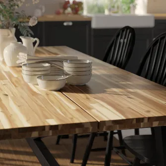 IKEA SKOGSTA Masa, acacia/negru, 160x81x74 cm