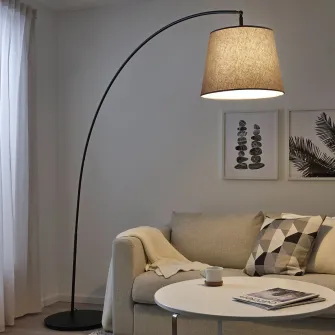 IKEA SKOTTORP / SKAFTET Lampadar, arcuit, gri