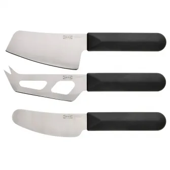 IKEA SKÄRLÅNGA Set cutite branzeturi, 3 piese, inox/negru