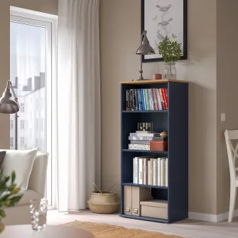 IKEA SKRUVBY Biblioteca, negru-albastru, 60x140 cm