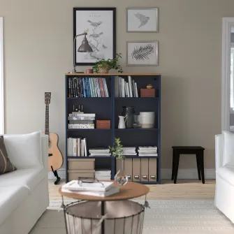 IKEA SKRUVBY Biblioteca, negru-albastru, 60x140 cm