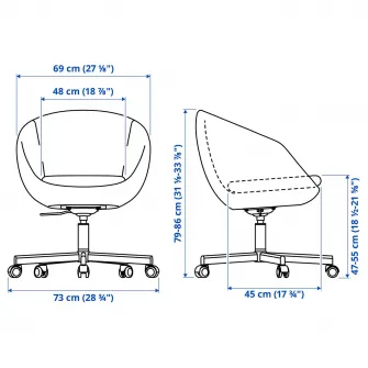 IKEA SKRUVSTA Scaun rotativ, Ysane alb