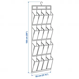 IKEA SKUBB Organizator pantofi 16 buzunare, gri inchis