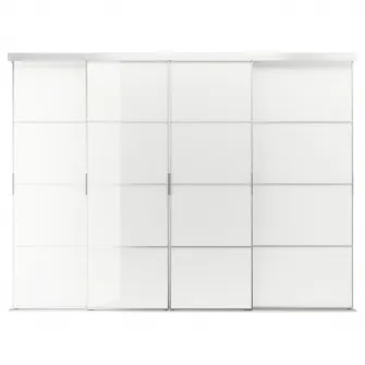 IKEA SKYTTA / FÄRVIK Combinatie cu usa glisanta, aluminiu/alb sticla, 326x240 cm