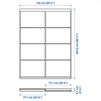 IKEA SKYTTA / MEHAMN Combinatie cu usa glisanta, alb/2 fete aspect stejar antichizat, 152x205 cm