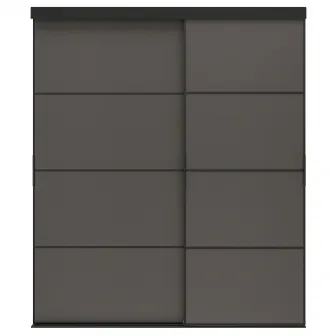 IKEA SKYTTA / MEHAMN Combinatie cu usa glisanta, negru/2 fete gri inchis, 177x205 cm