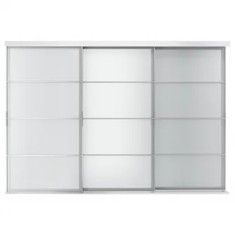 IKEA SKYTTA / SVARTISDAL Combinatie cu usa glisanta, aluminiu/alb hartie, 301x205 cm