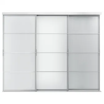 IKEA SKYTTA / SVARTISDAL Combinatie cu usa glisanta, aluminiu/alb hartie, 301x240 cm