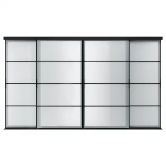 IKEA SKYTTA / SVARTISDAL Combinatie cu usa glisanta, negru/alb hartie, 351x205 cm