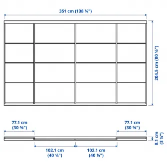 IKEA SKYTTA / SVARTISDAL Combinatie cu usa glisanta, negru/alb hartie, 351x205 cm