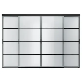 IKEA SKYTTA / SVARTISDAL Combinatie cu usa glisanta, negru/alb hartie, 351x240 cm