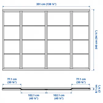 IKEA SKYTTA / SVARTISDAL Combinatie cu usa glisanta, negru/alb hartie, 351x240 cm