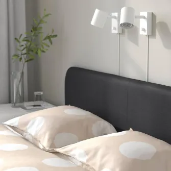 IKEA SLATTUM Cadru pat tapitat, Vissle gri inchis, 160x200 cm