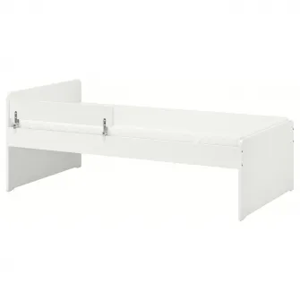 IKEA SLÄKT / NATTAPA Cadru pat+bara de protectie+somiera, alb, 90x200 cm