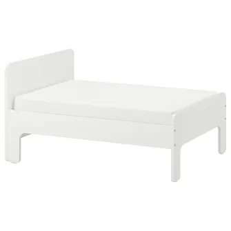 IKEA SLÄKT Cadru pat extensibil+somiera, alb, 80x200 cm