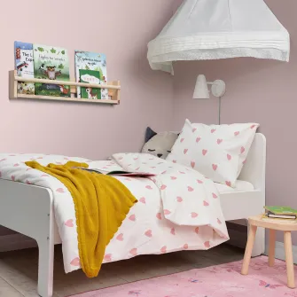 IKEA SLÄKT Cadru pat extensibil+somiera, alb, 80x200 cm