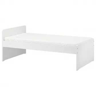 IKEA SLÄKT Cadru pat+somiera, alb, 90x200 cm