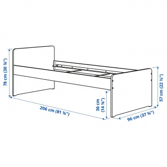 IKEA SLÄKT Cadru pat+somiera, alb, 90x200 cm