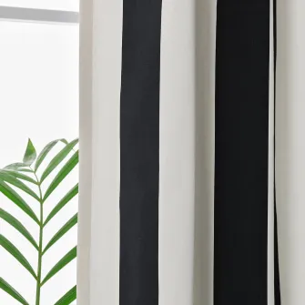 IKEA SLÅNHÖSTMAL Draperii, 2buc, alb/negru dunga/cu ochiuri, 145x300 cm