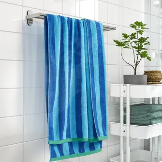 IKEA SLÅNHÖSTMAL Prosop baie, albastru stralucitor/bleu dungat, 100x150 cm