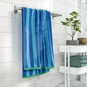 IKEA SLÅNHÖSTMAL Prosop baie, albastru stralucitor/bleu dungat, 70x140 cm